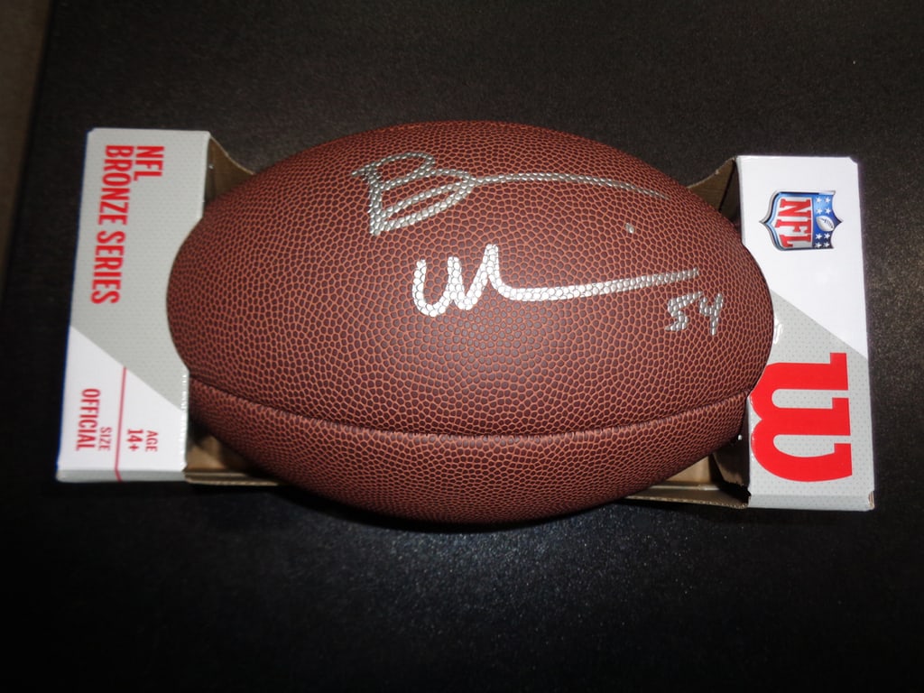 Brian Urlacher Chicago Bears Autographed Wilson Football coa: Brian Urlacher Chicago Bears Autographed Wilson Football GA coa - Autograph Location & coa # may vary 