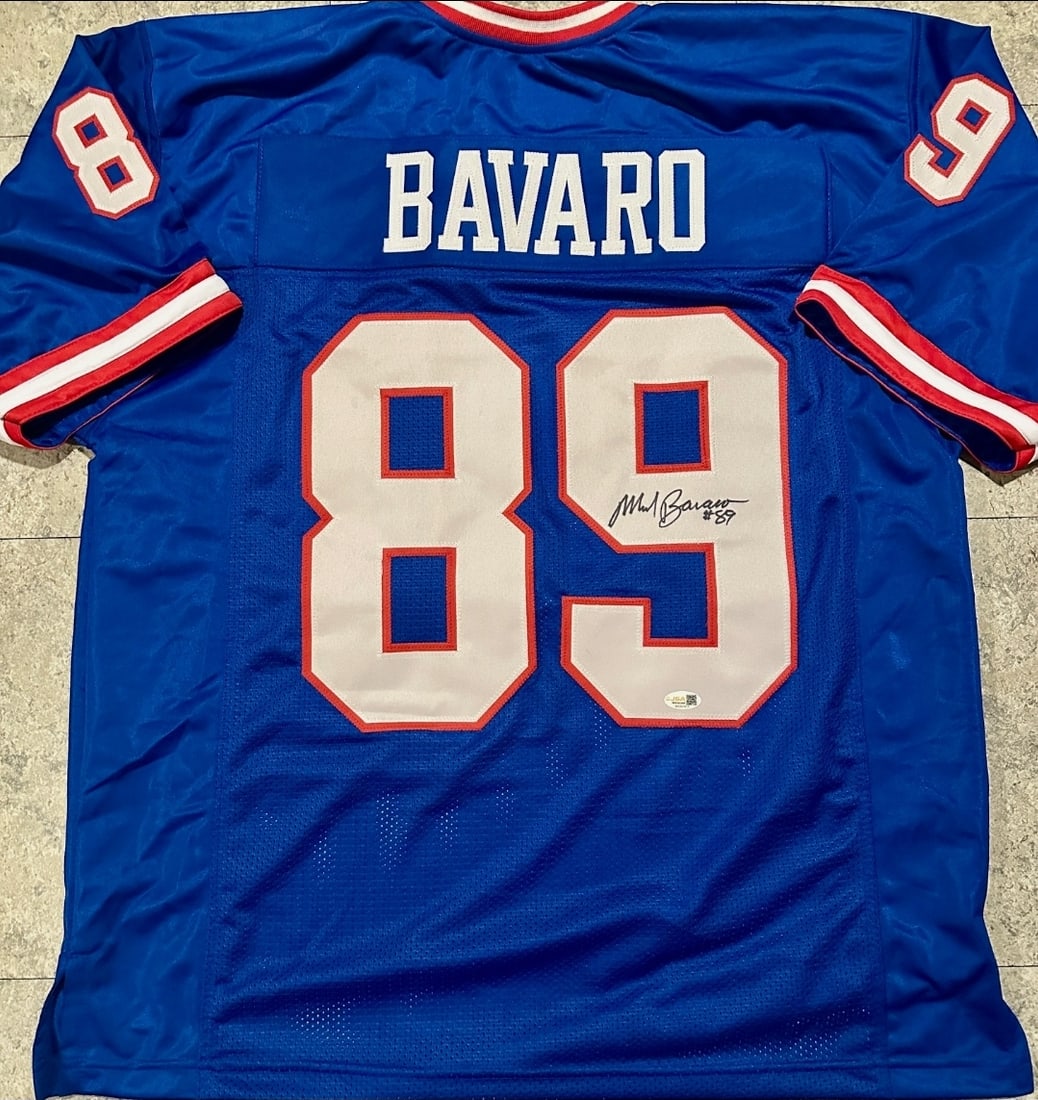 Mark Bavaro New York Giants Autographed Custom Football Jersey JSA Hologram: Mark Bavaro New York Giants Autographed Custom Football Jersey JSA Witnessed QR Hologram - THIS DOES NOT COME WITH A COA CARD! SCAN QR CODE TO VERIFY AUTHENTICITY! Autograph Location & coa # may vary