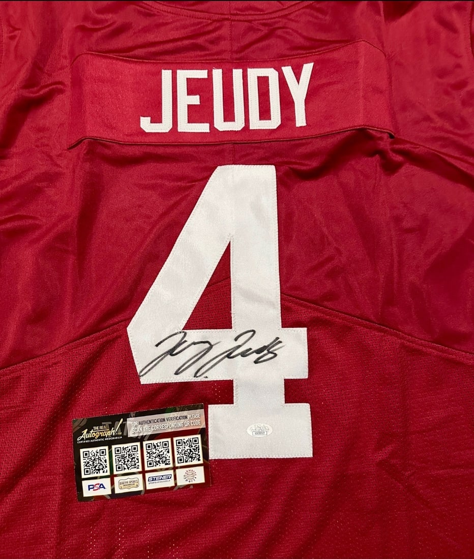 Jerry Jeudy Alabama Crimson Tide Autographed Custom Football Jersey JSA Sticker Only - 2
