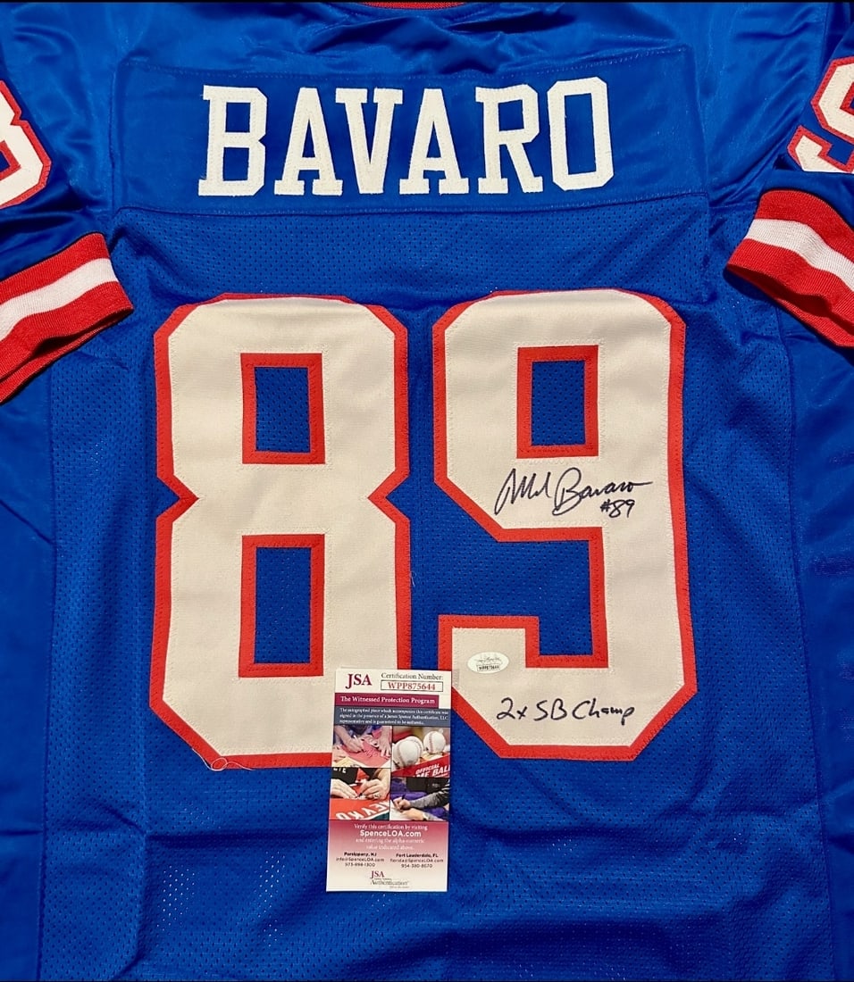 Mark Bavaro New York Giants Autographed & Inscribed Custom Jersey JSA W coa - 2