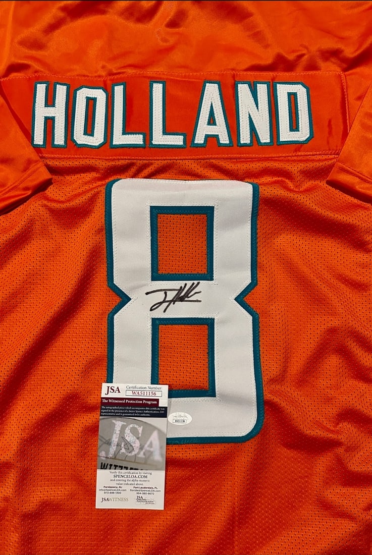 Jevon Holland Miami Dolphins Autographed Custom Football Jersey JSA W coa - 2