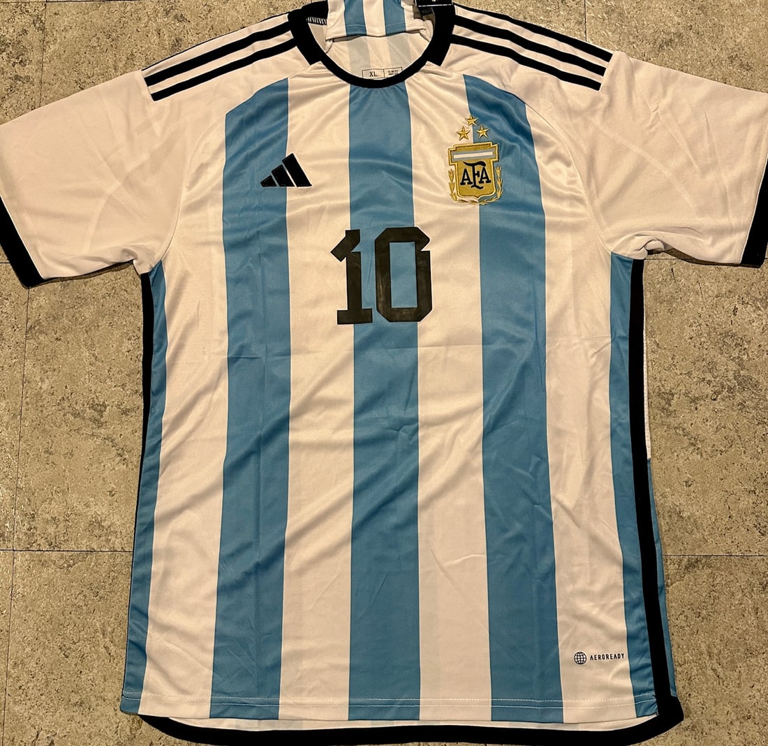 Lionel Messi Argentina Autographed 2022 Adidas FIFA World Cup Home Soccer Jersey LOA - 4