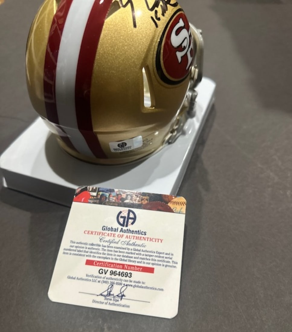 George Kittle San Francisco 49ers Autographed Riddell Mini-Helmet coa - 2