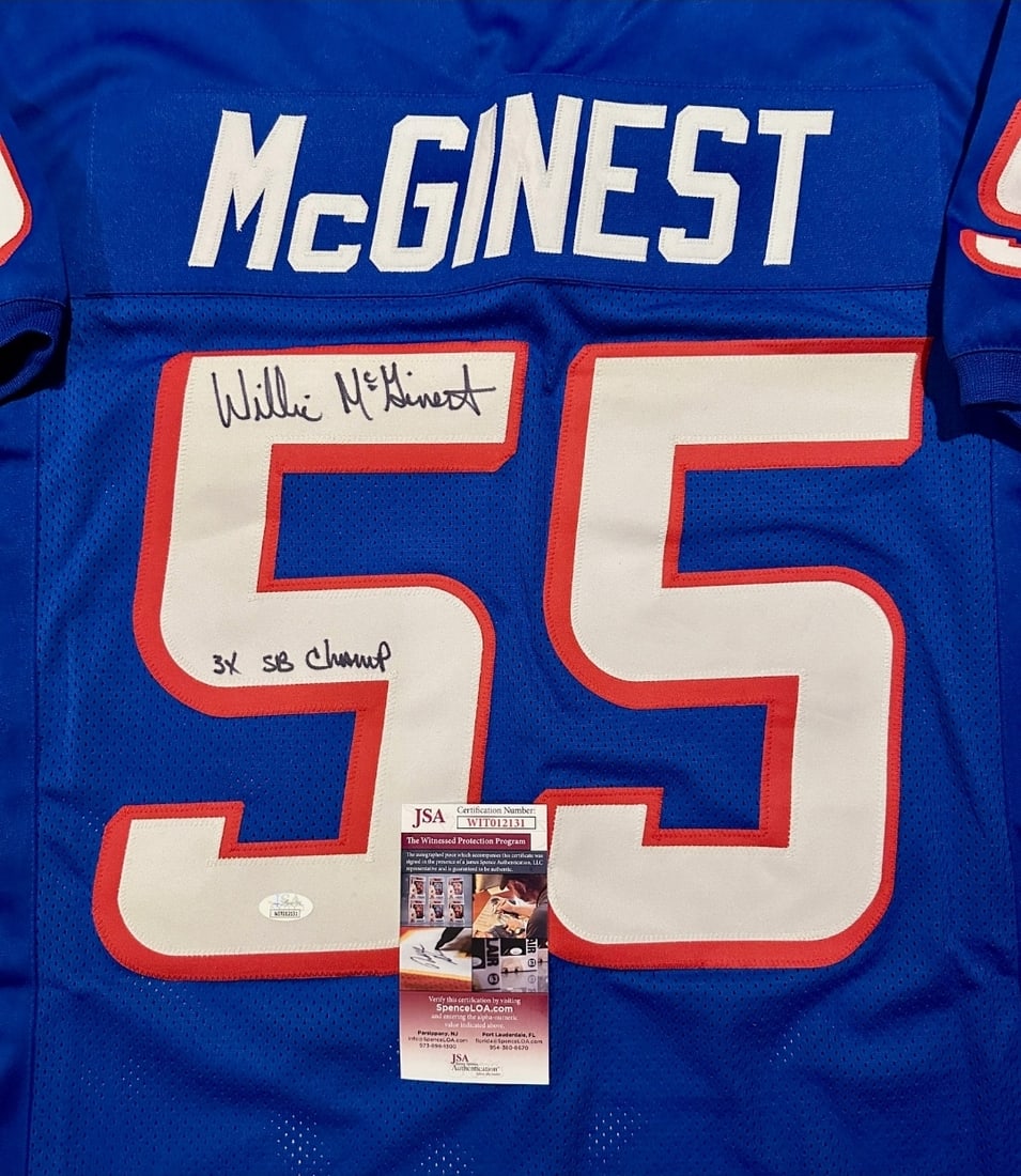 Willie McGinest New England Patriots Autographed & Ins Custom Football Jersey JSA W coa - 2