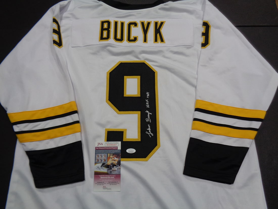 Johnny Bucyk Boston Bruins Autographed & Ins Custom Hockey Jersey JSA coa - 2