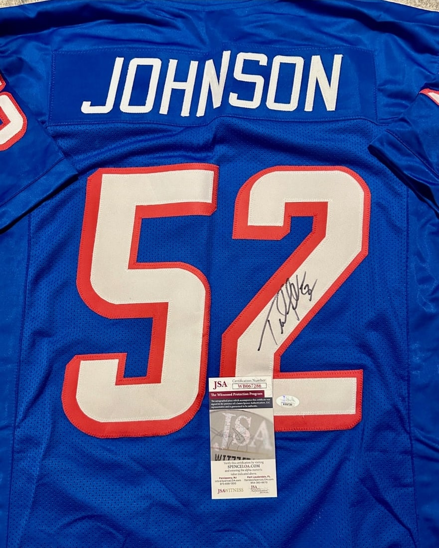 Ted Johnson New England Patriots Autographed Custom Football Jersey JSA W coa - 3