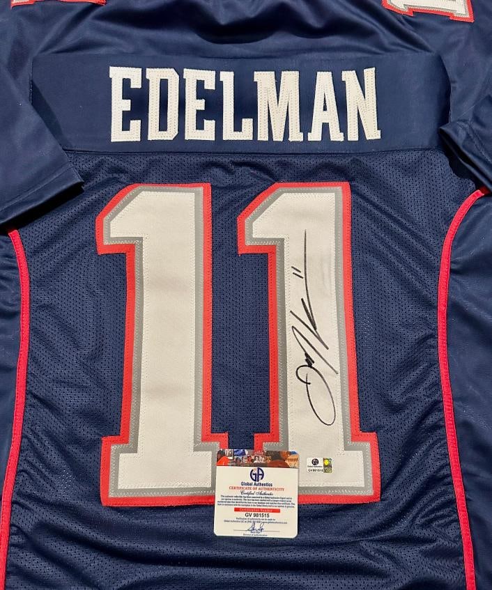 Julian Edelman New England Patriots Autographed Custom Football Jersey coa - 2