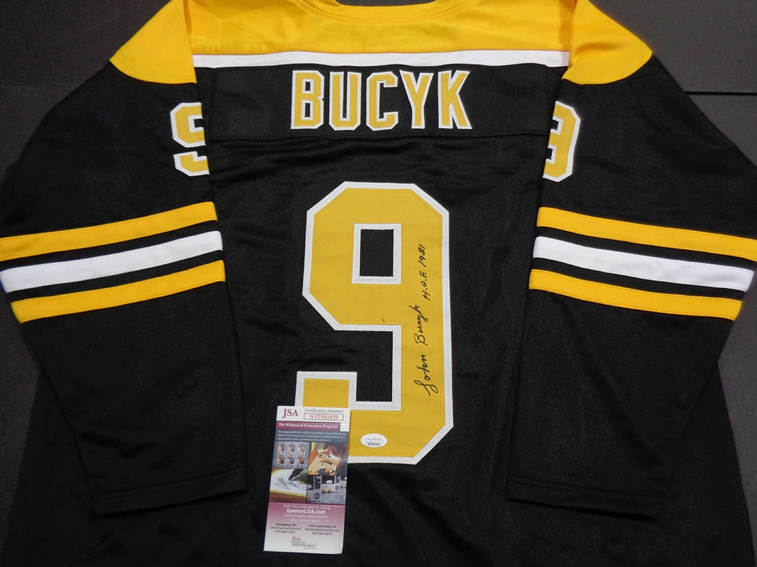 Johnny Bucyk Boston Bruins Autographed & Ins Custom Hockey Jersey coa - 2