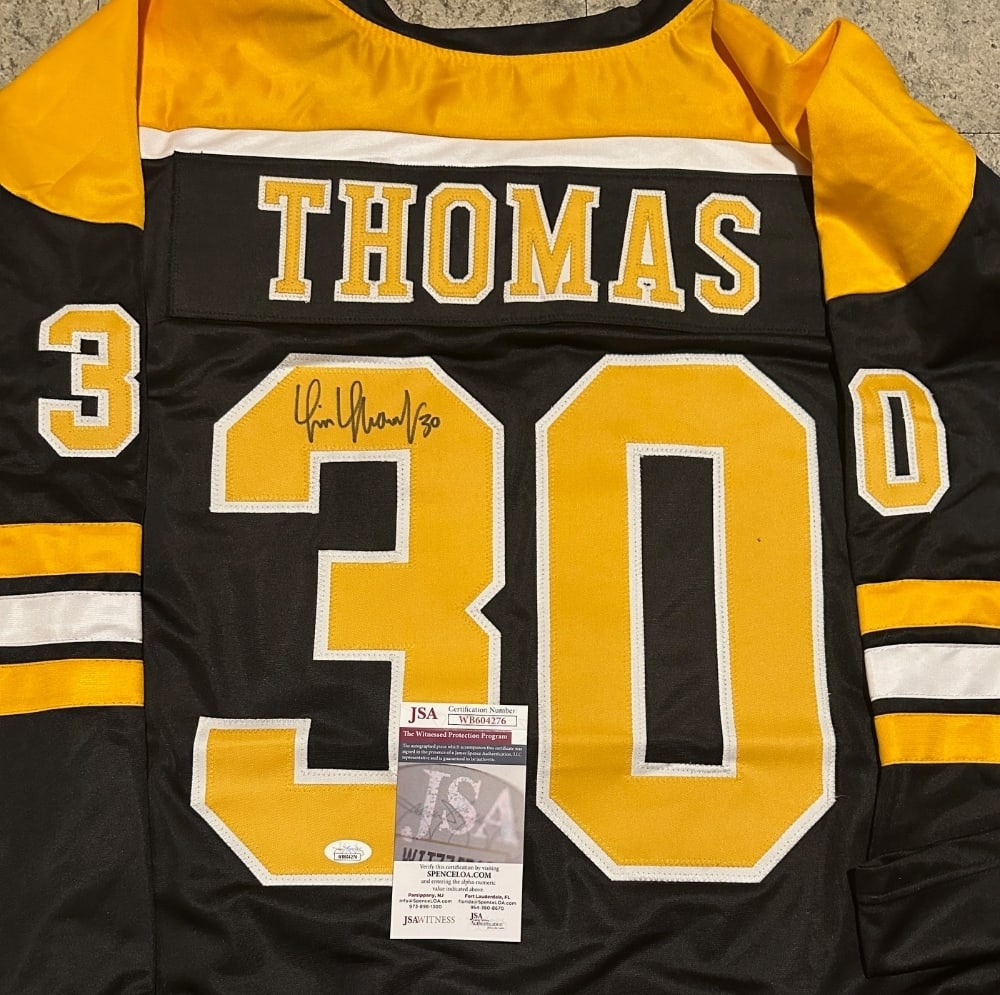 Tim Thomas Boston Bruins Autographed Custom Hockey Jersey JSA coa - 2