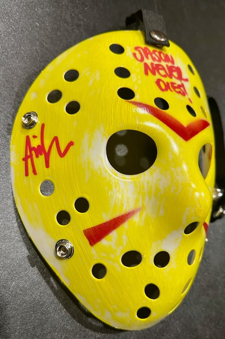 Ari Lehman JASON Friday the 13th Autographed & Inscribed Yellow Mask JSA HOLOGRAM - 2