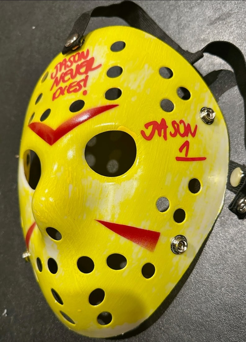 Ari Lehman JASON Friday the 13th Autographed & Inscribed Yellow Mask JSA HOLOGRAM - 3