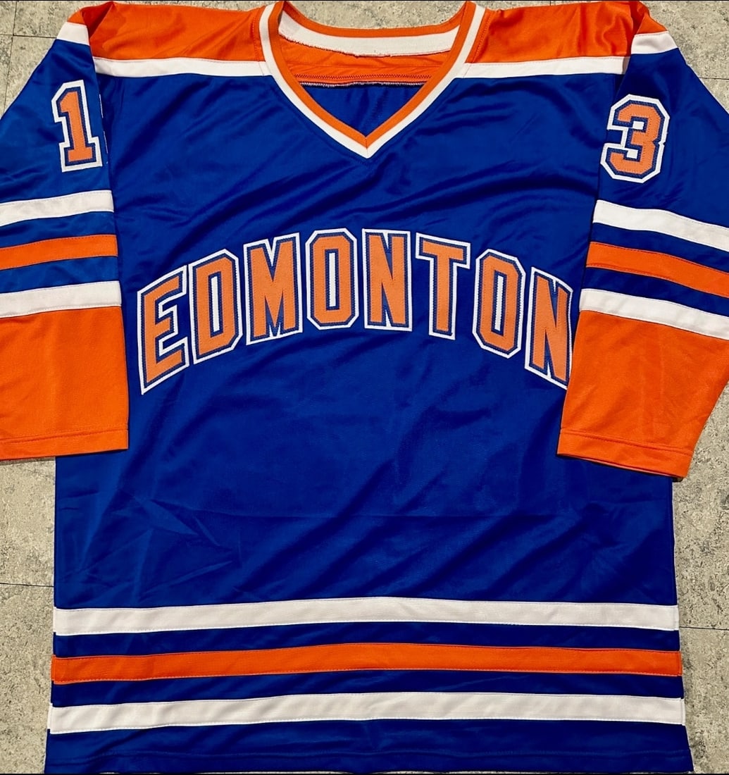 Ken Linseman Edmonton Oilers Autographed & Inscribed Custom Blue Hockey Jersey Hologram - 3