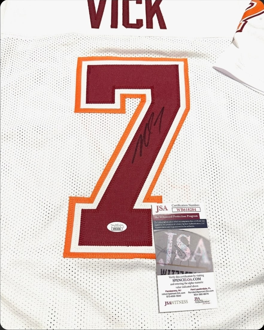 Michael Vick Virginia Tech Hokies Autographed Custom Football Jersey JSA coa - 2