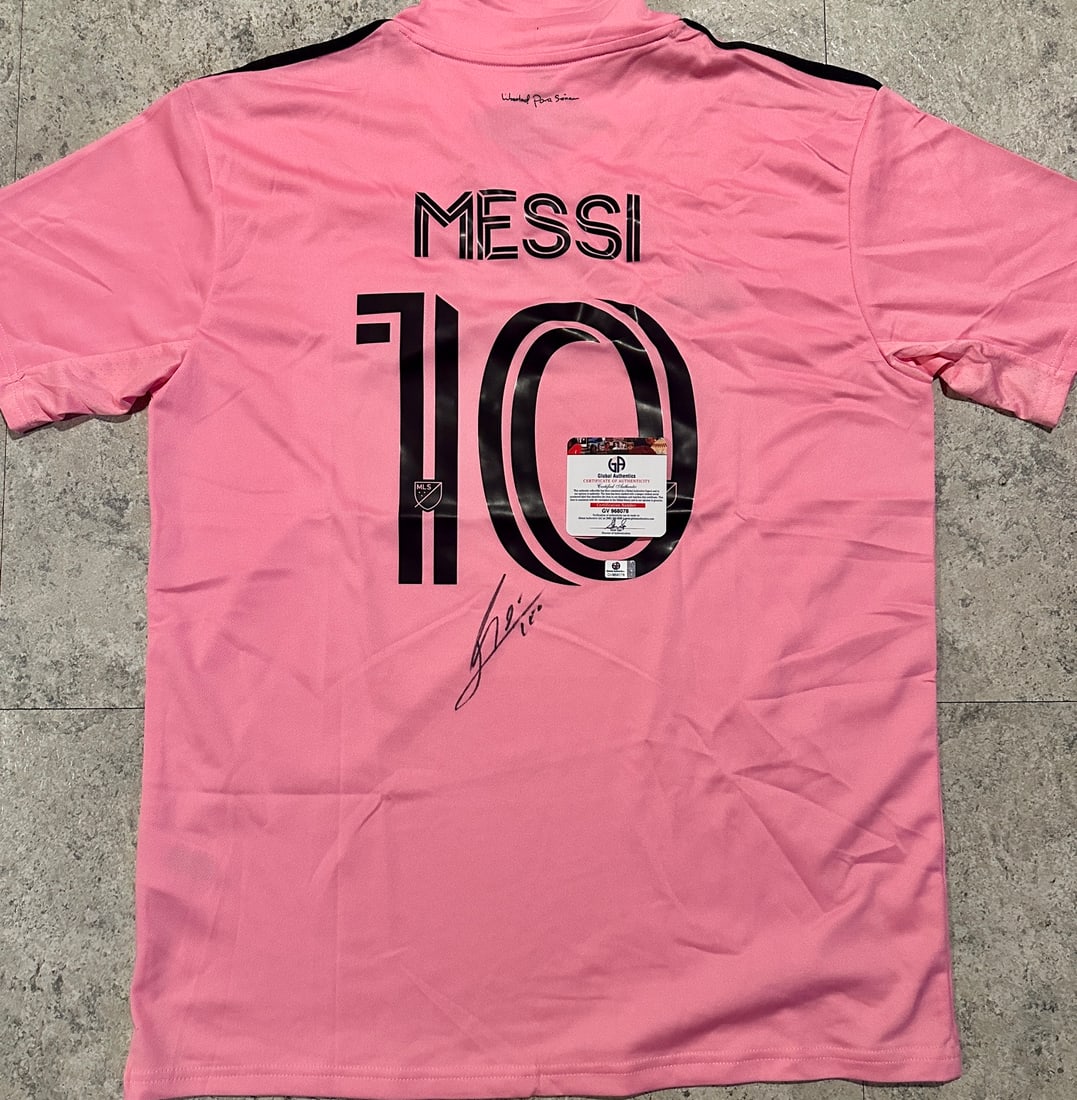 Lionel Messi Inter Miami FC Autographed 2023 Adidas Home Soccer Jersey LOA: Lionel Messi Inter Miami FC Autographed 2023 Adidas Home Soccer Jersey GA Full Letter of Authenticity coa - JERSEY SIZE EXTRA LARGE