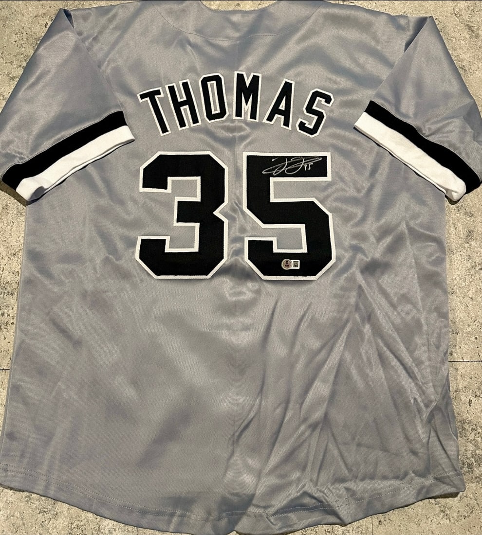 Frank Thomas Chicago White Sox Autographed Custom Baseball Jersey Beckett Hologram: Frank Thomas Chicago White Sox Autographed Custom Baseball Jersey Beckett Hologram (THERE IS NO COA CARDS WITH QR CODE HOLGRAMS - SCAN QR CODE WITH CAMERA TO VERIFY AUTHENTICITY) - Autograph Location 