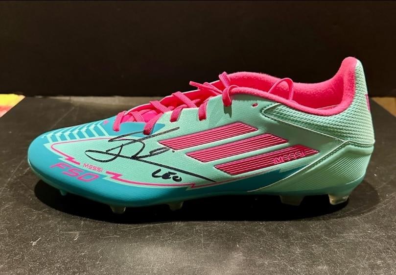 Lionel Messi Inter Miami CF Autographed Adidas Soccer Cleat coa: Lionel Messi Inter Miami CF Autographed Adidas Soccer Cleat GA coa Size 11 - Autograph Location & coa # may vary