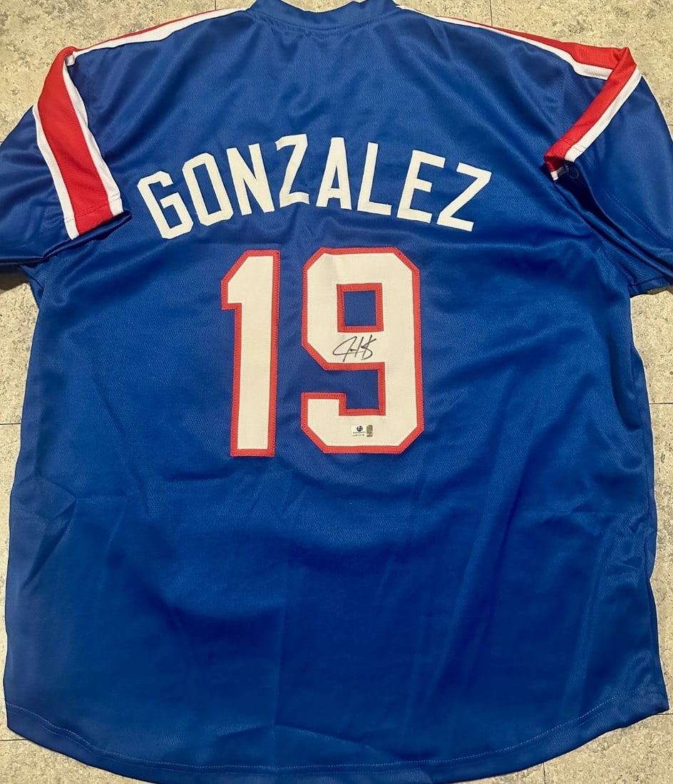 Juan Gonzalez Texas Rangers Autographed Custom Baseball Jersey coa: Juan Gonzalez Texas Rangers Autographed Custom Baseball Jersey Jersey GA coa - Autograph Location & coa # may vary JERSEY SIZE EXTRA LARGE - CUSTOM JERSEY MEANS NO LOGOS, NO TEAM NAMES, & NO BRAND NAM