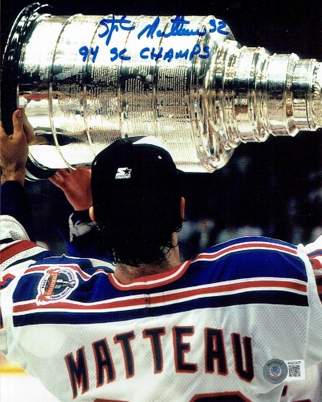 Stephane Matteau New York Rangers Autographed & Incscribed 8x10 Photo Beckett Hologram: Stephane Matteau New York Rangers Autographed & Inscribed "94 SC CHAMPS" 8x10 Photo Beckett QR Hologram Included (THERE IS NO COA CARDS WITH QR CODE HOLGRAMS - SCAN QR CODE WITH CAMERA TO VERIFY