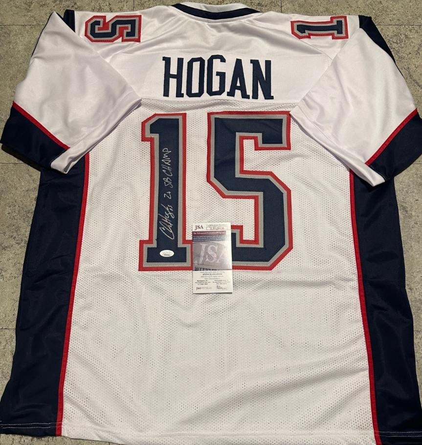 Chris Hogan New England Patriots Autographed & Insc Custom Football Jersey JSA coa: Chris Hogan New England Patriots Autographed & Inscribed Custom Football Jersey JSA Witnessed coa - Autograph Location & coa # may vary JERSEY SIZE EXTRA LARGE - CUSTOM JERSEY MEANS NO LOGOS, NO TEAM 