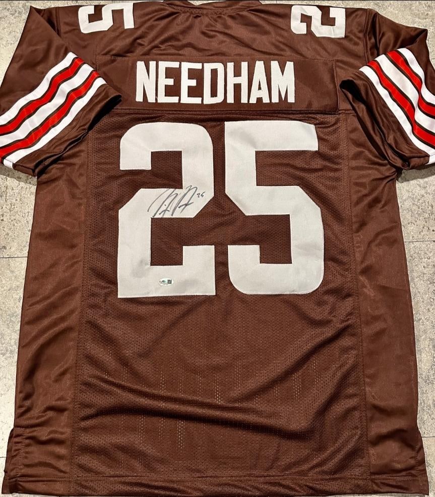 Nick Needham Cleveland Browns Autographed Custom Brown Football Jersey JSA coa: Nick Needham Cleveland Browns Autographed Custom Brown Football Jersey JSA coa - JERSEY SIZE EXTRA LARGE - CUSTOM JERSEY MEANS NO LOGOS, NO TEAM NAMES, & NO BRAND NAMES