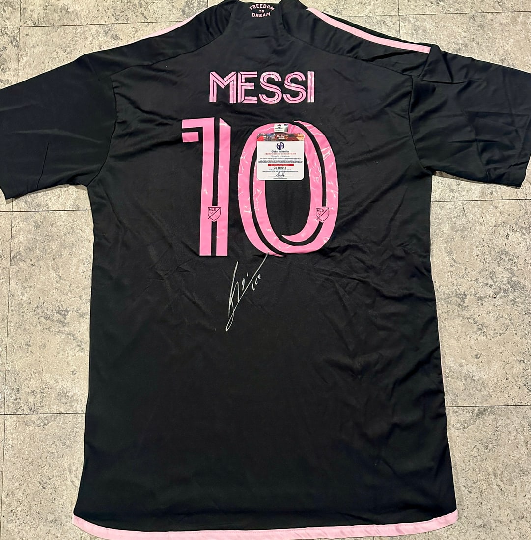 Lionel Messi Inter Miami FC Autographed 2023 Adidas Away Soccer Jersey LOA: Lionel Messi Inter Miami FC Autographed 2023 Adidas Away Soccer Jersey GA Letter of Authenticity coa - JERSEY SIZE EXTRA LARGE