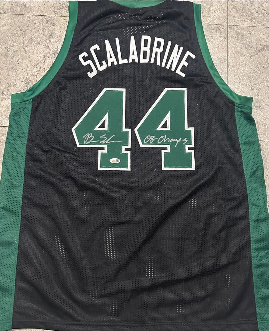 Brian Scalabrine Boston Celtics Autographed & Ins Custom Basketball Jersey JSA Hologram: Brian Scalabrine Boston Celtics Autographed & Inscribed Custom Basketball Style Jersey JSA Witnessed Hologram - THIS DOES NOT COME WITH A COA CARD! SCAN QR CODE TO VERIFY AUTHENTICITY! Autograph