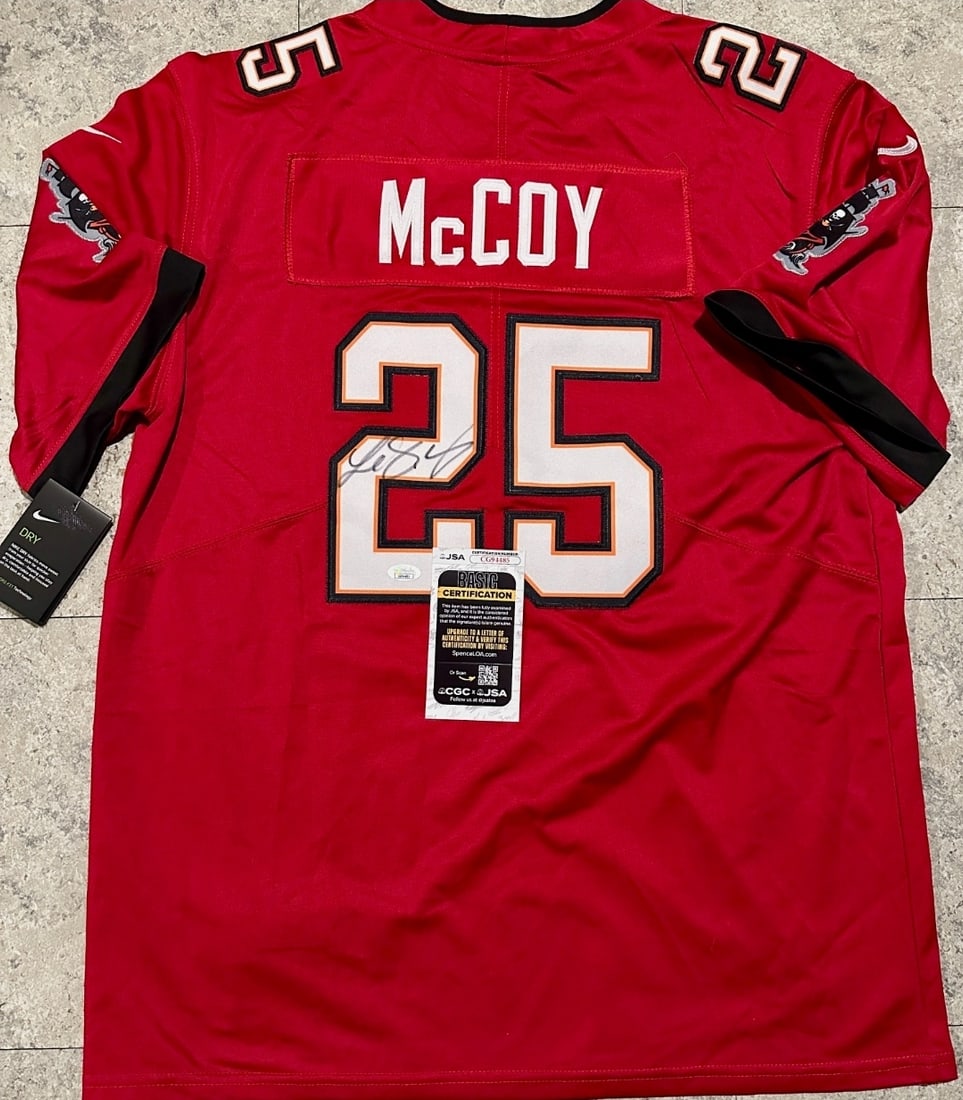 LeSean McCoy Tampa Bay Buccaneers Autographed Custom Football Jersey JSA coa: LeSean McCoy Tampa Bay Buccaneers Autographed Custom Football Jersey JSA coa - JERSEY SIZE EXTRA LARGE