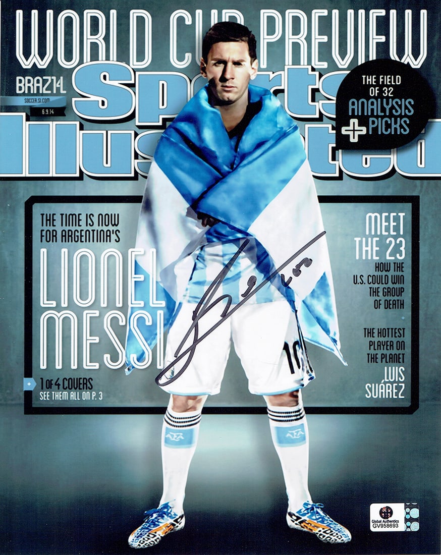 Lionel Messi Argentina Autographed 8x10 SI Cover Photo coa (1 of 2)