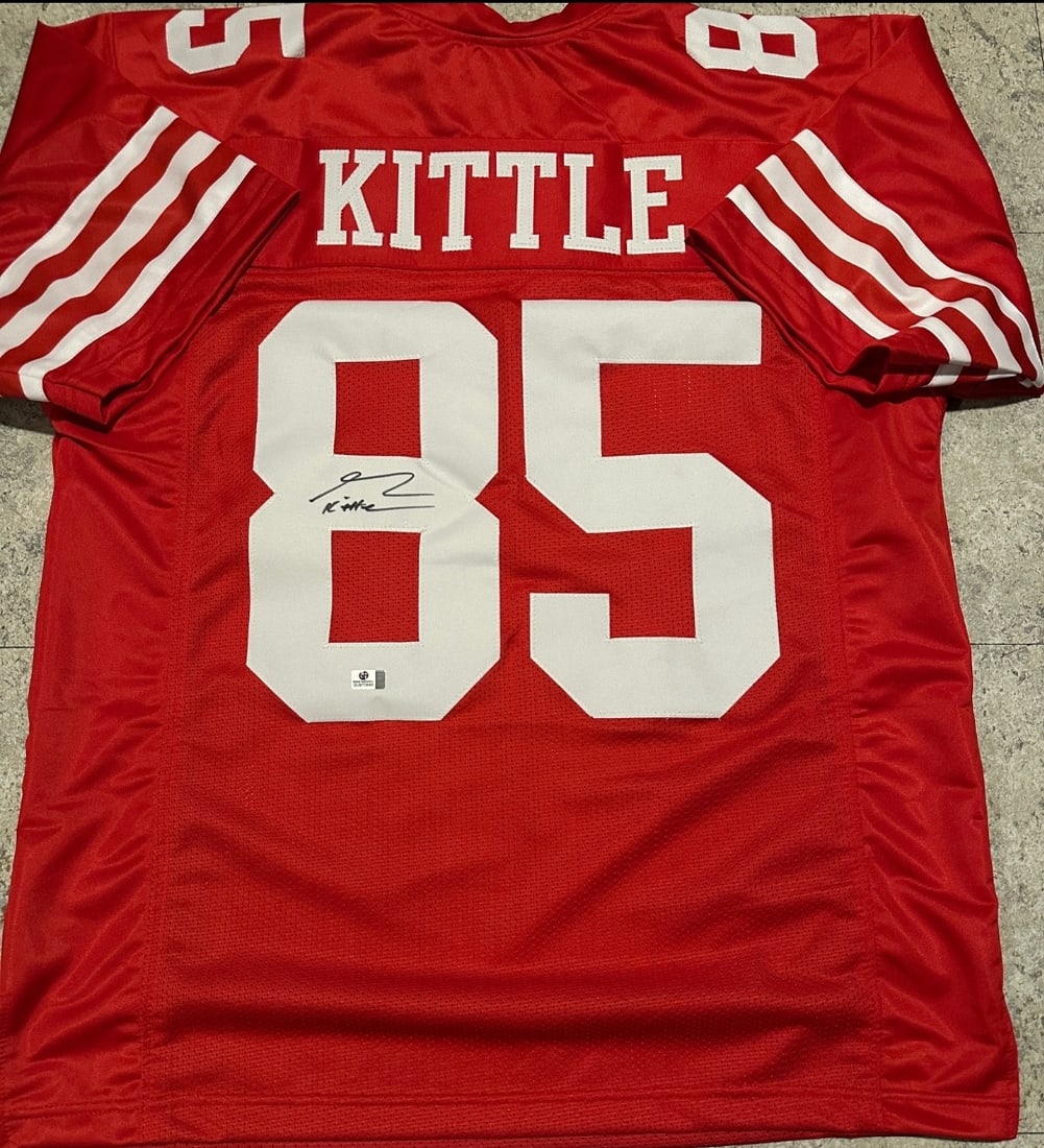 George Kittle San Francisco 49ers Autographed Custom Football Jersey coa: George Kittle San Francisco 49ers Autographed Custom Football Jersey GA coa - Autograph Location & coa # may vary JERSEY SIZE EXTRA LARGE - CUSTOM JERSEY MEANS NO LOGOS, NO TEAM NAMES, & NO BRAND