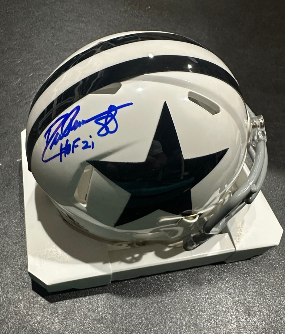 Drew Pearson Dallas Cowboys Autographed Riddell Throwback 60-63 Mini Helmet JSA Hologram (1 of 2)