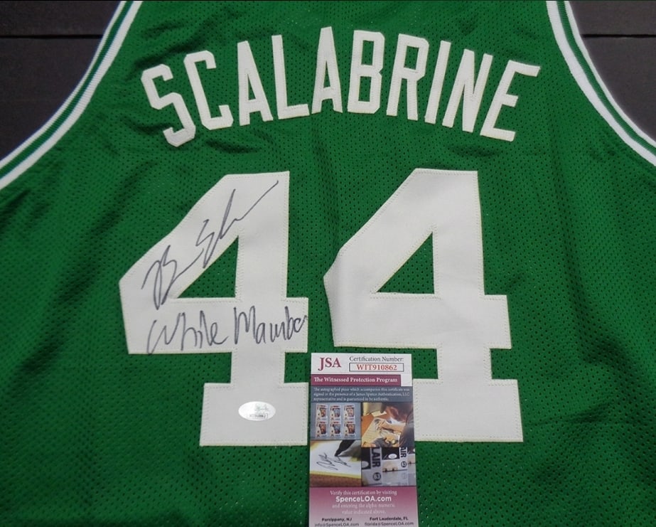 Brian Scalabrine Boston Celtics Autographed & Ins Custom Basketball Jersey JSA W coa - 2
