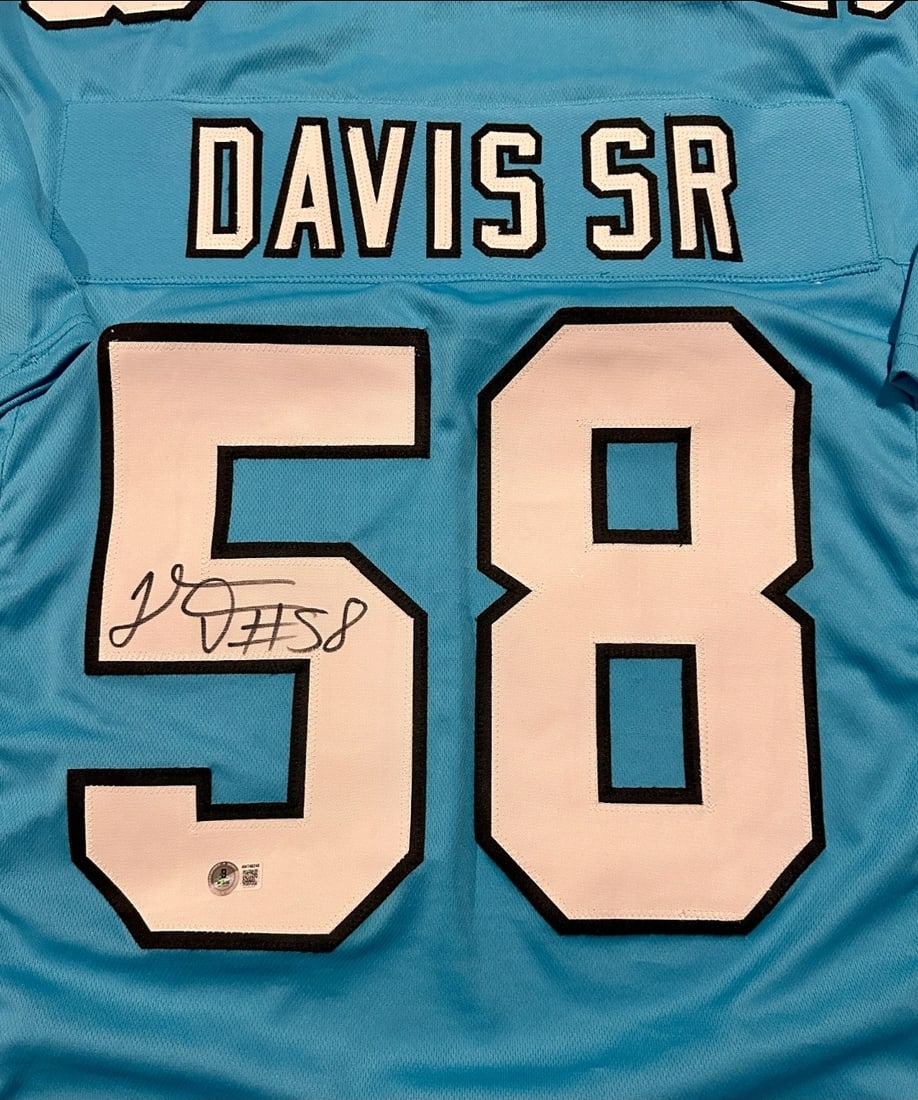 Thomas Davis Sr. Carolina Panthers Autographed Custom Football Jersey Beckett Hologram - 2