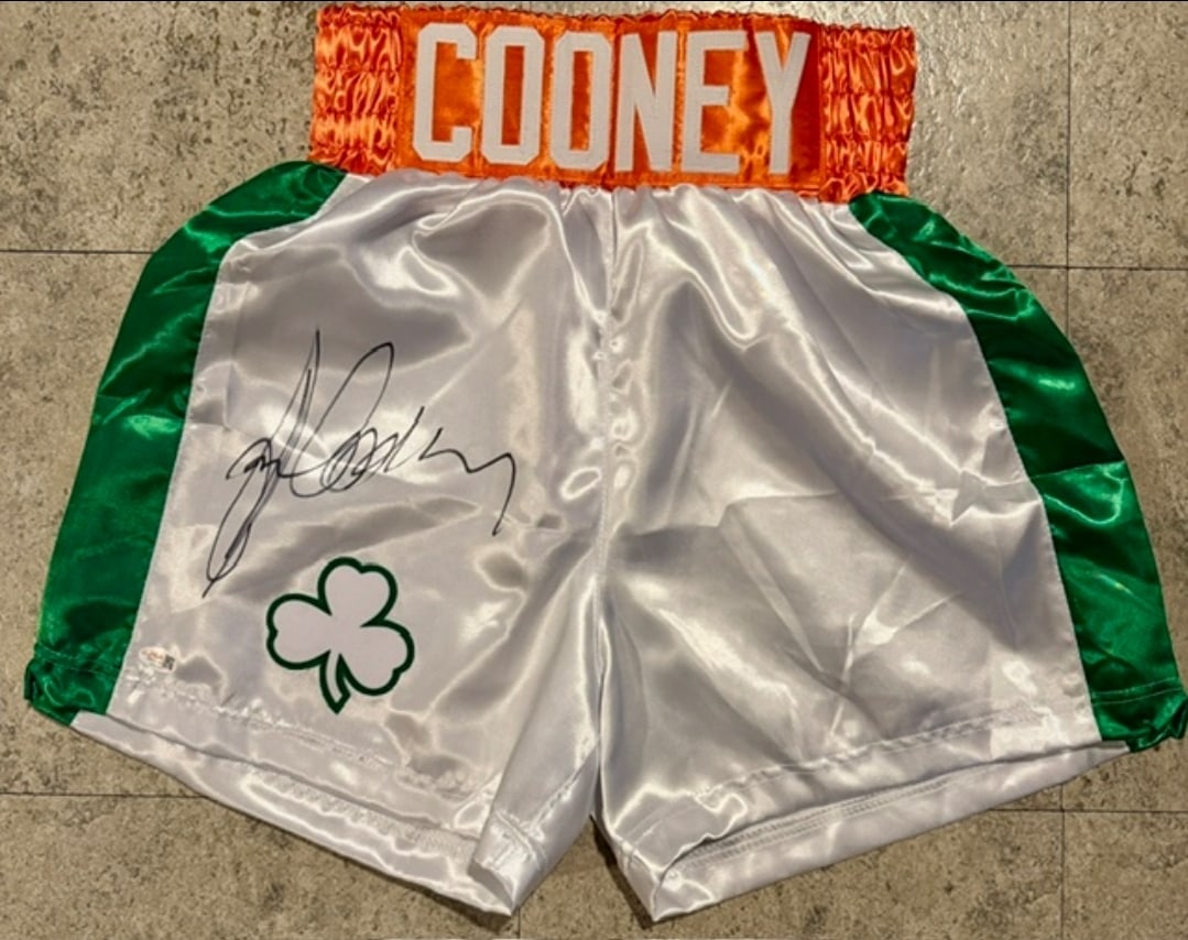 Gerry Cooney Former Heavyweight Boxer Autographed Boxing Trunks JSA Hologram: Gerry Cooney Former Heavyweight Boxer Autographed Boxing Trunks JSA WITNESSED QR HOLOGRAM INCLUDED (THERE IS NO COA CARDS WITH QR CODE HOLGRAMS - SCAN QR CODE WITH CAMERA ON PHONE OR TABLET TO VERIFY