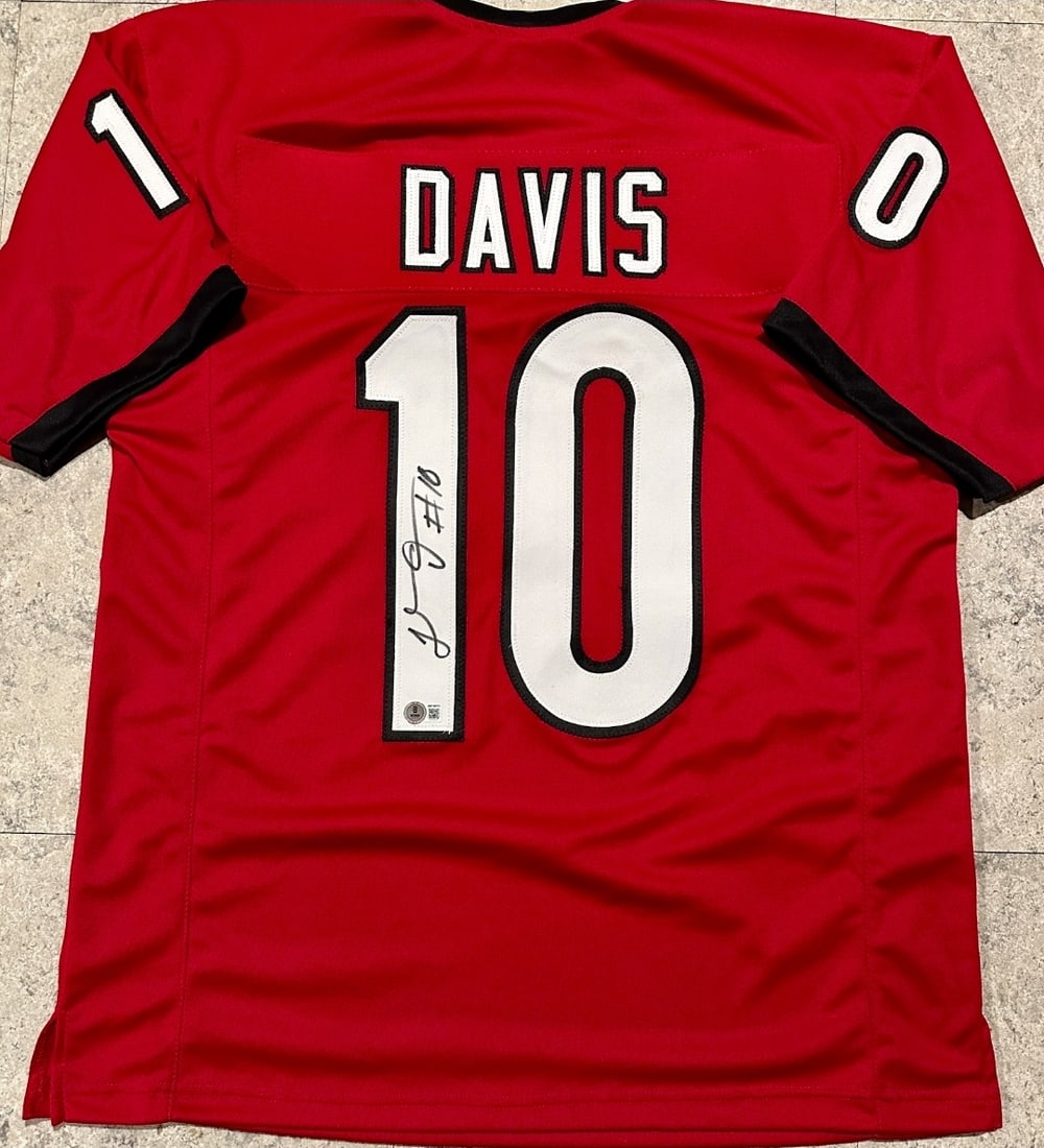 Thomas Davis Georgia Bulldogs Autographed Custom Football Jersey Beckett Hologram: Thomas Davis Georgia Bulldogs Autographed Custom Football Jersey Beckett Hologram - Autograph Location & coa # may vary JERSEY SIZE EXTRA LARGE - CUSTOM JERSEY MEANS NO LOGOS, NO TEAM NAMES, & NO