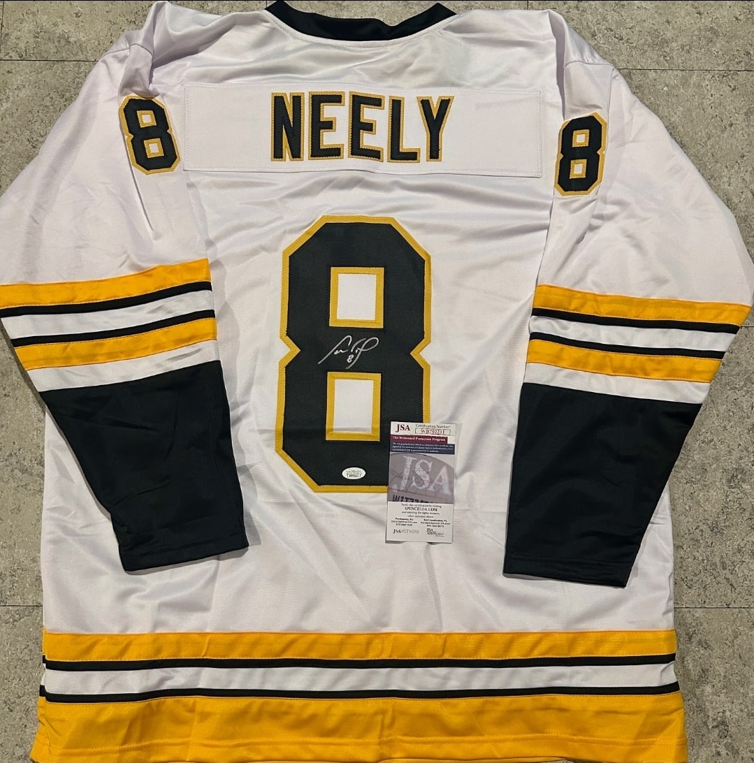 Cam Neely Boston Bruins Autographed Custom Hockey Jersey JSA coa: Cam Neely Boston Bruins Autographed Custom Hockey Jersey JSA Witnessed coa - Autograph Location & coa # may vary JERSEY SIZE EXTRA LARGE - CUSTOM JERSEY MEANS NO LOGOS, NO TEAM NAMES, & NO BRAND NAMES