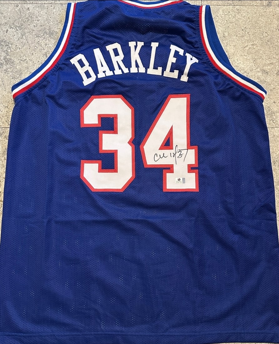 Charles Barkley Philadelphia 76ers Autographed Custom Basketball Jersey coa: Charles Barkley Philadelphia 76ers Autographed Custom Basketball Jersey GA coa - Autograph Location & coa # may vary JERSEY SIZE EXTRA LARGE - CUSTOM JERSEY MEANS NO LOGOS, NO TEAM NAMES, & NO BRAND