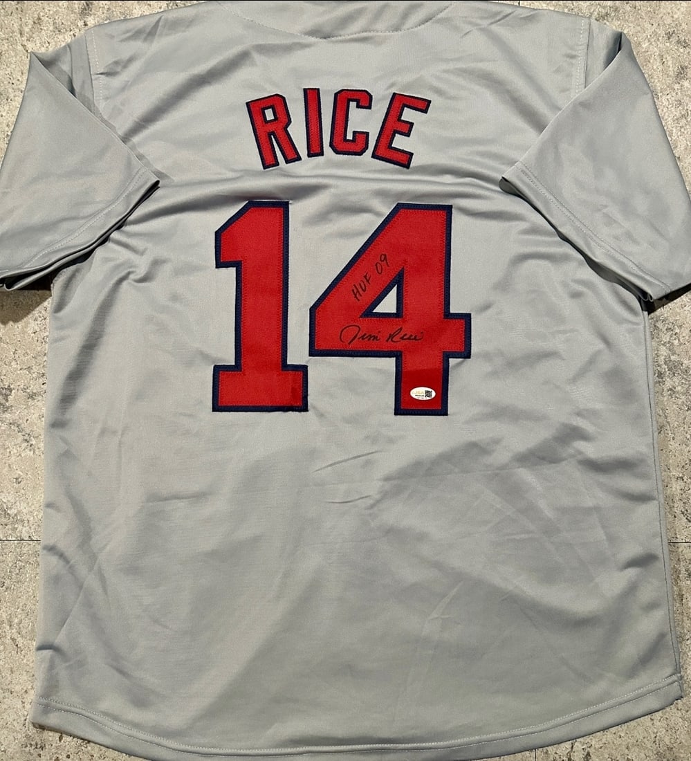 Jim Rice Boston Red Sox Autographed & Insc. Custom Baseball Jersey JSA Hologram (1 of 3)