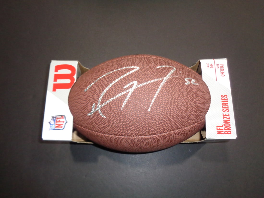 Ray Lewis Baltimore Ravens Autographed Wilson Football coa: Ray Lewis Baltimore Ravens Autographed Wilson Football GA coa - Autograph Location & coa # may vary
