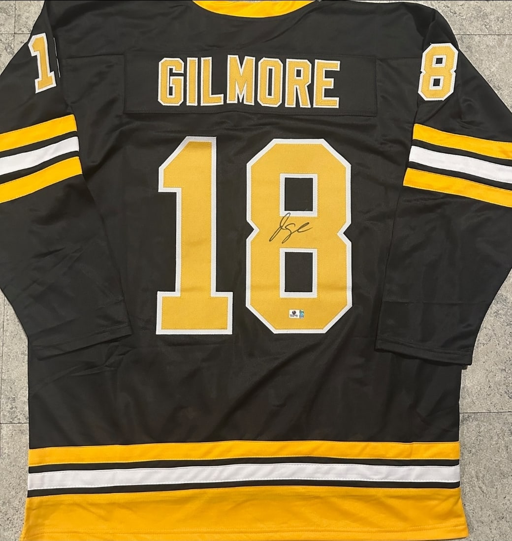 Adam Sandler Happy Gilmore Autographed Custom Hockey Jersey coa: Adam Sandler Happy Gilmore Autographed Custom Hockey Jersey GA coa - Autograph Location & coa # may vary JERSEY SIZE EXTRA LARGE - CUSTOM JERSEY MEANS NO LOGOS, NO TEAM NAMES, & NO BRAND NAMES