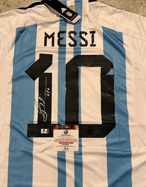 Lionel Messi Argentina Autographed 2022 Adidas FIFA World Cup Home Soccer Jersey LOA - 2