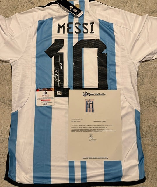Lionel Messi Argentina Autographed 2022 Adidas FIFA World Cup Home Soccer Jersey LOA - 3