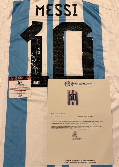 Lionel Messi Argentina Autographed 2022 Adidas FIFA World Cup Home Soccer Jersey LOA - 4