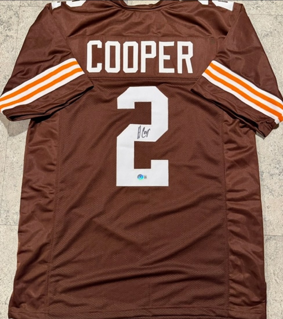 Amari Cooper Cleveland Browns Autographed Custom Football Jersey Beckett Hologram: Amari Cooper Cleveland Browns Autographed Custom Football Jersey Beckett QR HOLOGRAM (THERE IS NO COA CARDS WITH QR CODE HOLGRAMS - SCAN QR CODE WITH CAMERA TO VERIFY AUTHENTICITY) - Autograph