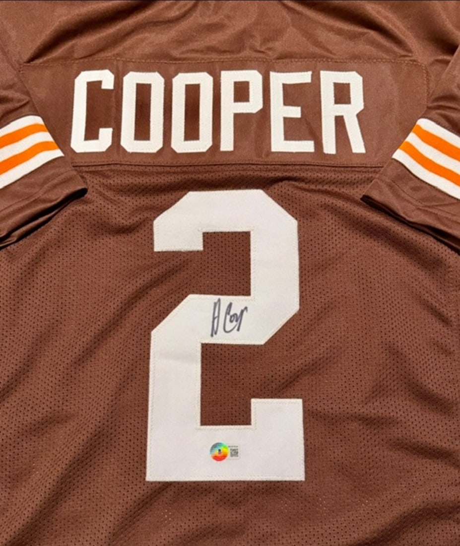 Amari Cooper Cleveland Browns Autographed Custom Football Jersey Beckett Hologram - 2