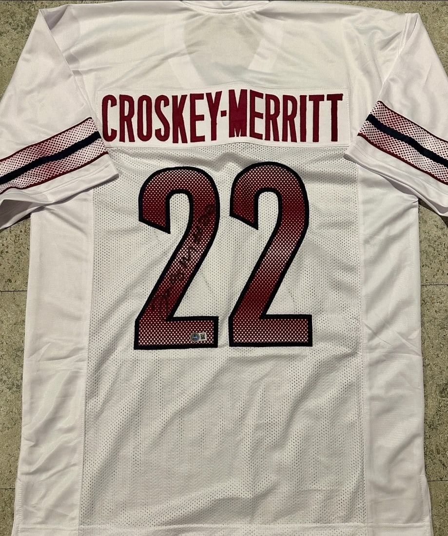 Jacory Croskey-Merritt Washington Commanders Autographed Custom Football Jersey Beckett Hologram: Jacory Croskey-Merritt Washington Commanders Autographed Custom Football Jersey Beckett Witnessed Hologram - JERSEY SIZE EXTRA LARGE - CUSTOM JERSEY MEANS NO LOGOS, NO TEAM NAMES, & NO BRAND NAMES