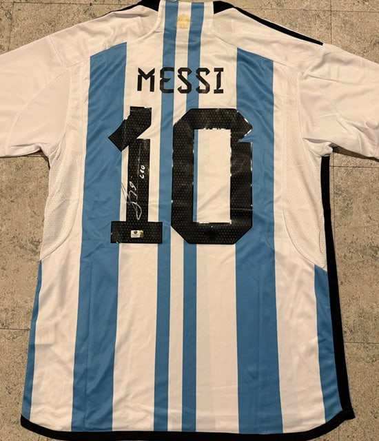 Lionel Messi Argentina Autographed 2022 Adidas FIFA World Cup Home Soccer Jersey LOA (1 of 4)
