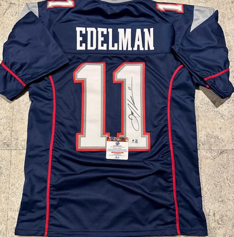 Julian Edelman New England Patriots Autographed Custom Football Jersey coa (1 of 3)