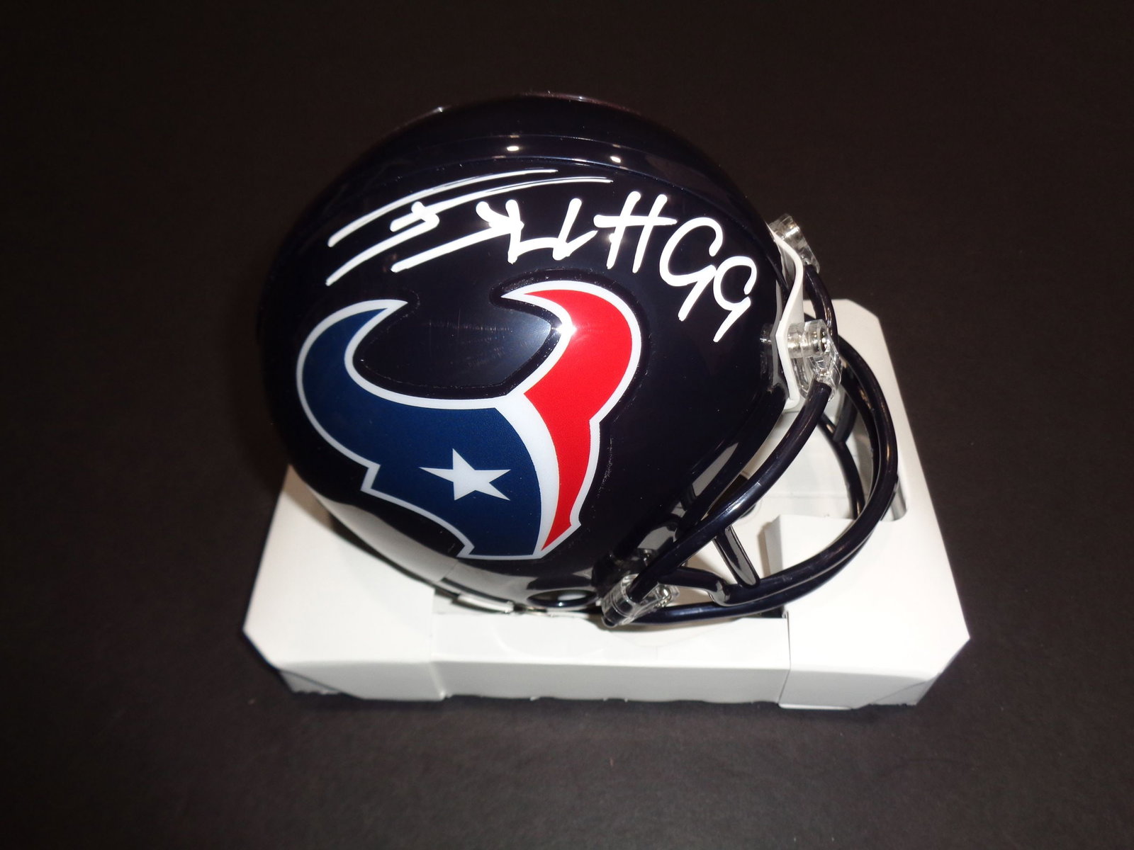 J.J. Watt Houston Texans Autographed Riddell Mini Helmet coa: J.J. Watt Houston Texans Autographed Riddell Mini Helmet w/GA coa - Autograph Location & coa # may vary