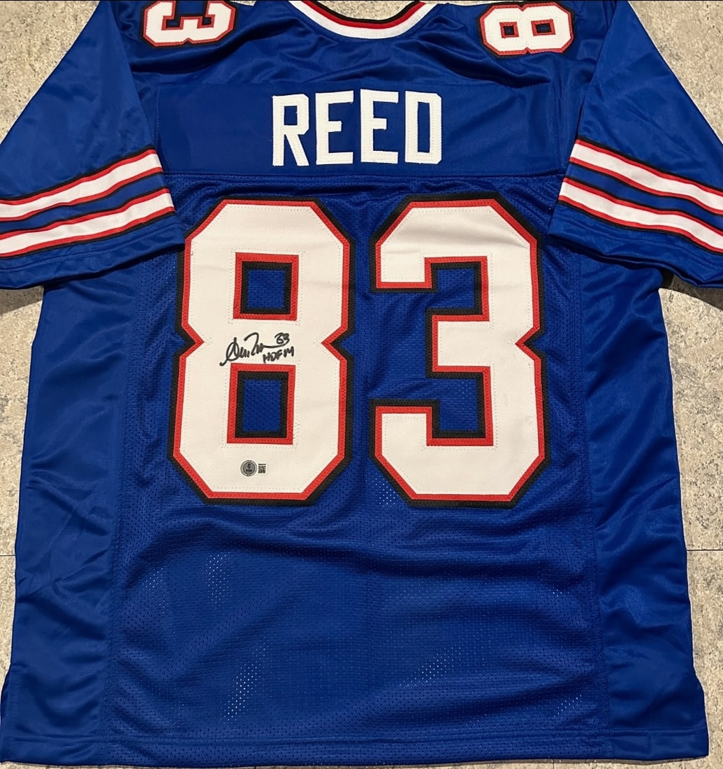 Andre Reed Buffalo Bills Autographed Custom Football Jersey Beckett Hologram: Andre Reed Buffalo Bills Autographed Custom Football Jersey Beckett Hologram - JERSEY SIZE EXTRA LARGE - CUSTOM JERSEY MEANS NO LOGOS, NO TEAM NAMES, & NO BRAND NAMES