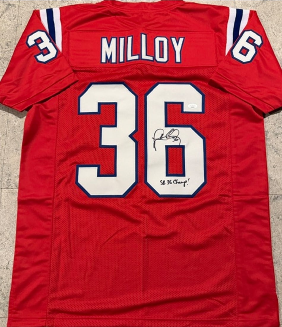 Lawyer Malloy New England Patriots Autographed Custom Football Jersey JSA coa: Lawyer Malloy New England Patriots Autographed Football Style Jersey JSA Witnessed coa - JERSEY SIZE EXTRA LARGE - CUSTOM JERSEY MEANS NO LOGOS, NO TEAM NAMES, & NO BRAND NAMES